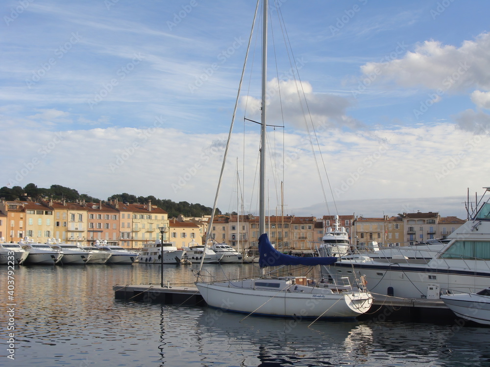 Saint Tropez, French Riviera in France - The harbour of Saint Tropez with its expensive yachts.