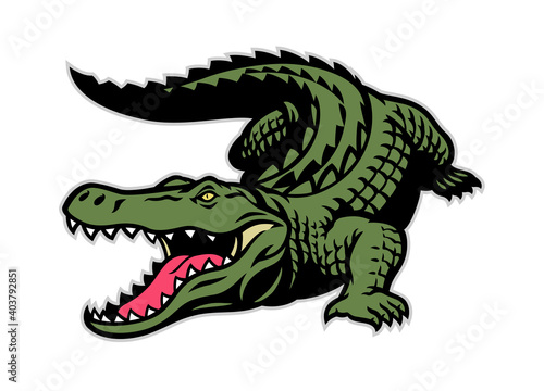 Valokuva crocodile mascot in whole body