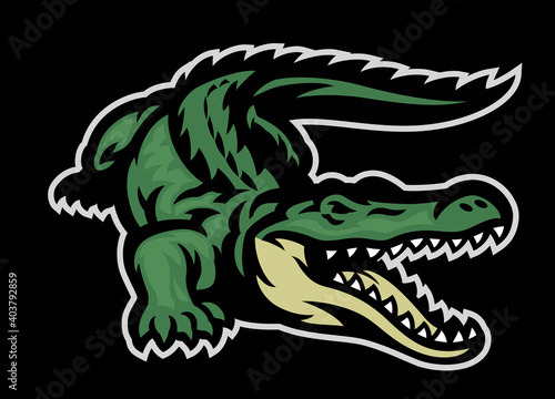 green crocodile roaring mascot