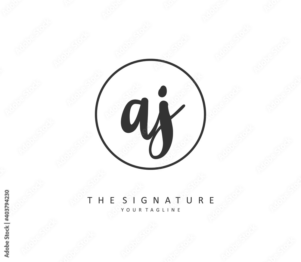 AJ Initial letter handwriting and signature logo. A concept handwriting initial logo with template element. AJ Initial letter handwriting and signature logo. A concept handwriting initial logo with template element.