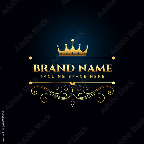 luxury royal logo concept with golden crown