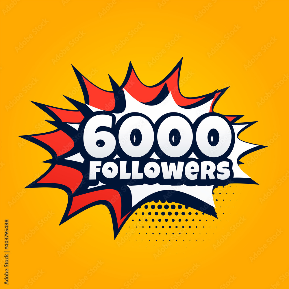 6k social media followers template in comic style 6k social media followers template in comic style