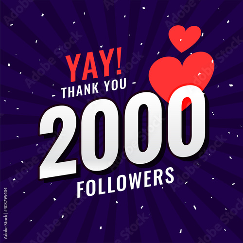 2000 follower social media network thank you post