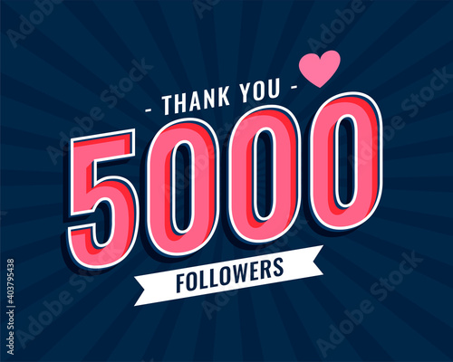 thank you 5000 social media followers template design