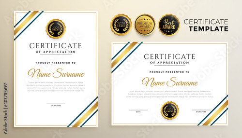 elegant golden certificate template for multipurpose use