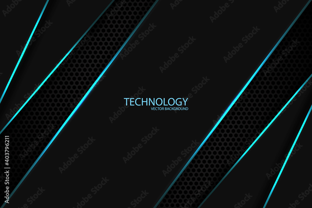 Modern technology background. Abstract dark background with carbon fiber, geometric shapes, blue glowing lines and highlights. Modern technology background. Abstract dark background with carbon fiber, geometric shapes, blue glowing lines and highlights.