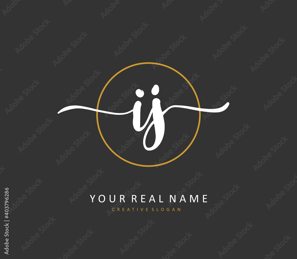 IJ Initial letter handwriting and signature logo. A concept handwriting initial logo with template element. IJ Initial letter handwriting and signature logo. A concept handwriting initial logo with template element.