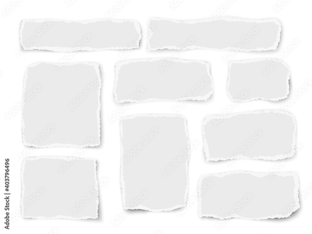 Set of paper different shapes scraps isolated on white background Set of paper different shapes scraps isolated on white background