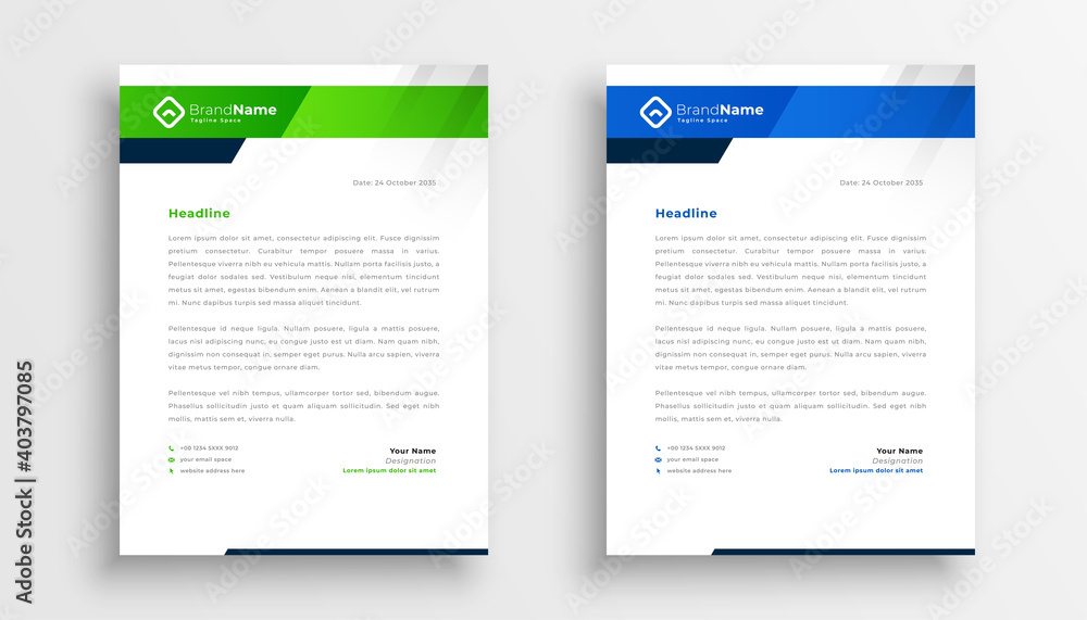 two modern letterhead template design for business identity two modern letterhead template design for business identity