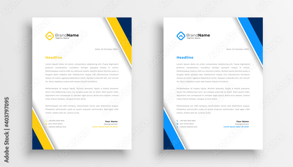 stylish letterhead yellow and blue theme design for your business stylish letterhead yellow and blue theme design for your business