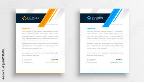 modern letterhead template design set for business