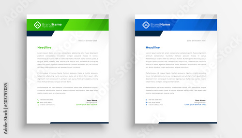 two modern letterhead template design for business identity