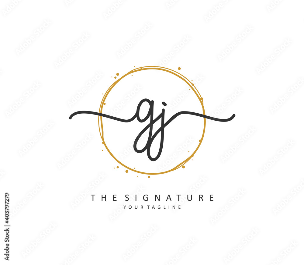 GJ Initial letter handwriting and signature logo. A concept handwriting initial logo with template element. GJ Initial letter handwriting and signature logo. A concept handwriting initial logo with template element.