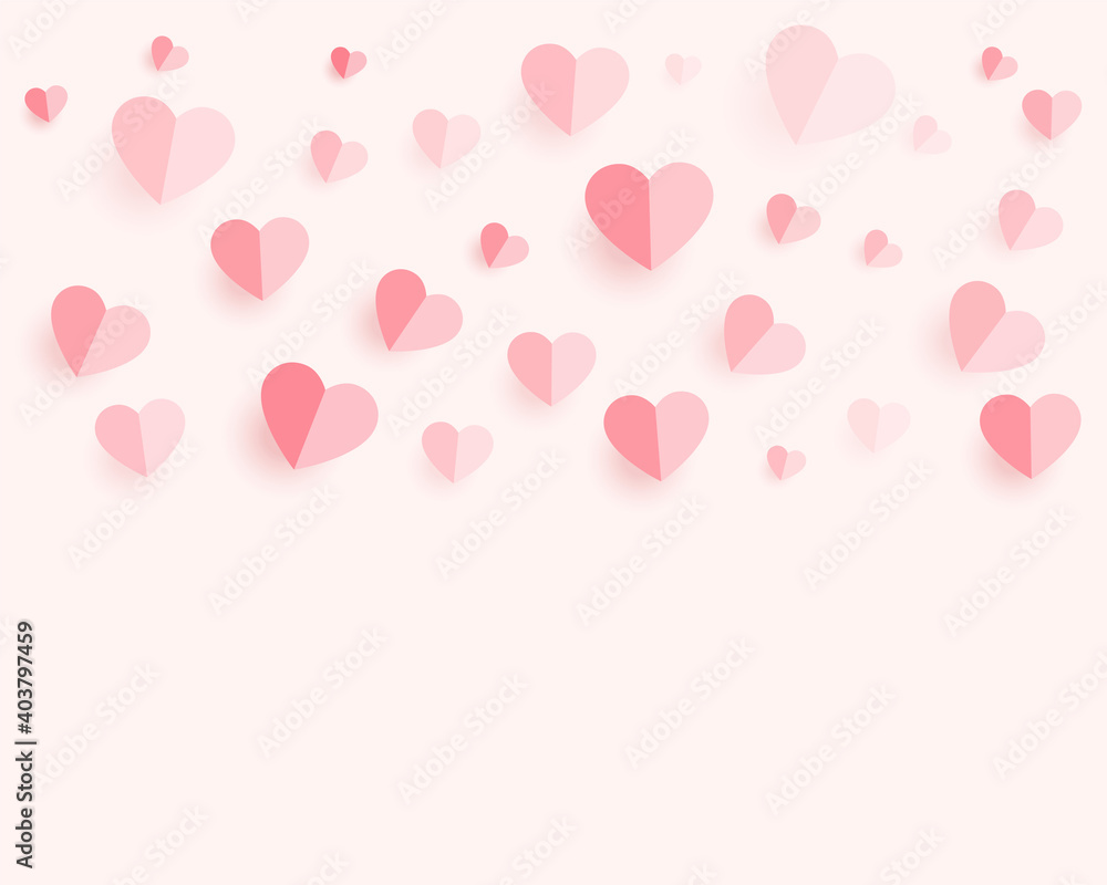 soft paper hearts pattern background with text space