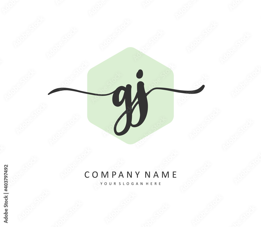 GJ Initial letter handwriting and signature logo. A concept handwriting initial logo with template element. GJ Initial letter handwriting and signature logo. A concept handwriting initial logo with template element.