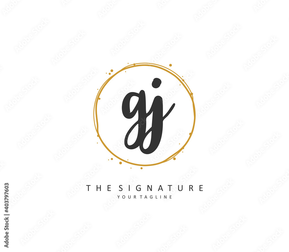 GJ Initial letter handwriting and signature logo. A concept handwriting initial logo with template element. GJ Initial letter handwriting and signature logo. A concept handwriting initial logo with template element.