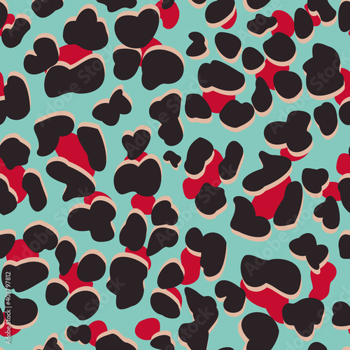 Turquoise modern color animal seamless prints. Leopard pattern in trendy colors.