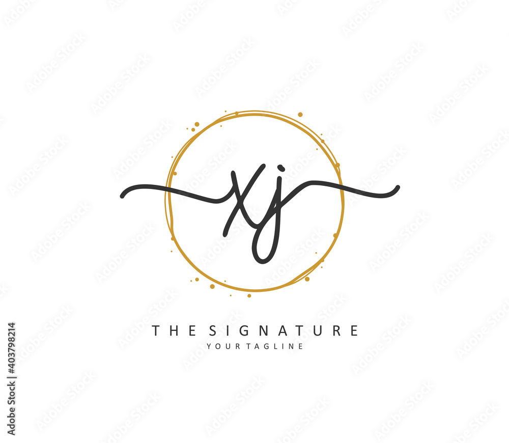 XJ Initial letter handwriting and signature logo. A concept handwriting initial logo with template element. XJ Initial letter handwriting and signature logo. A concept handwriting initial logo with template element.