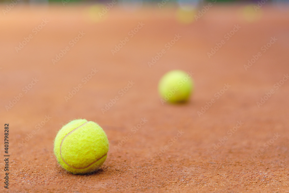 Tennis ball on a tennis court.