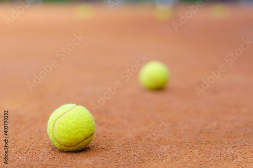 Tennis ball on a tennis court.