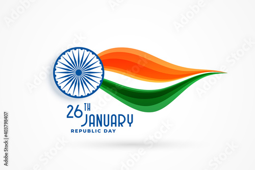 elegant indian republic day wavy flag poster design