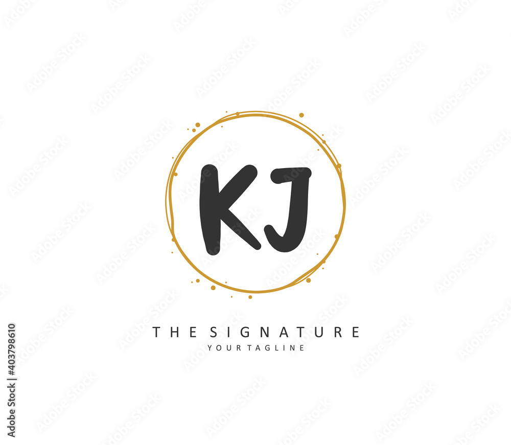 KJ Initial letter handwriting and signature logo. A concept handwriting initial logo with template element. KJ Initial letter handwriting and signature logo. A concept handwriting initial logo with template element.
