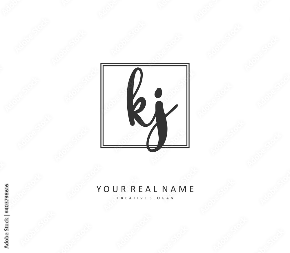 KJ Initial letter handwriting and signature logo. A concept handwriting initial logo with template element. KJ Initial letter handwriting and signature logo. A concept handwriting initial logo with template element.