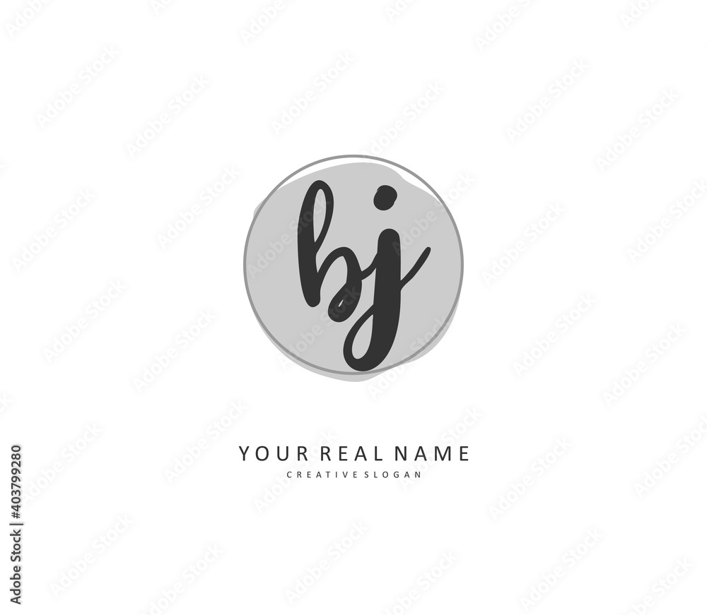BJ Initial letter handwriting and signature logo. A concept handwriting initial logo with template element.