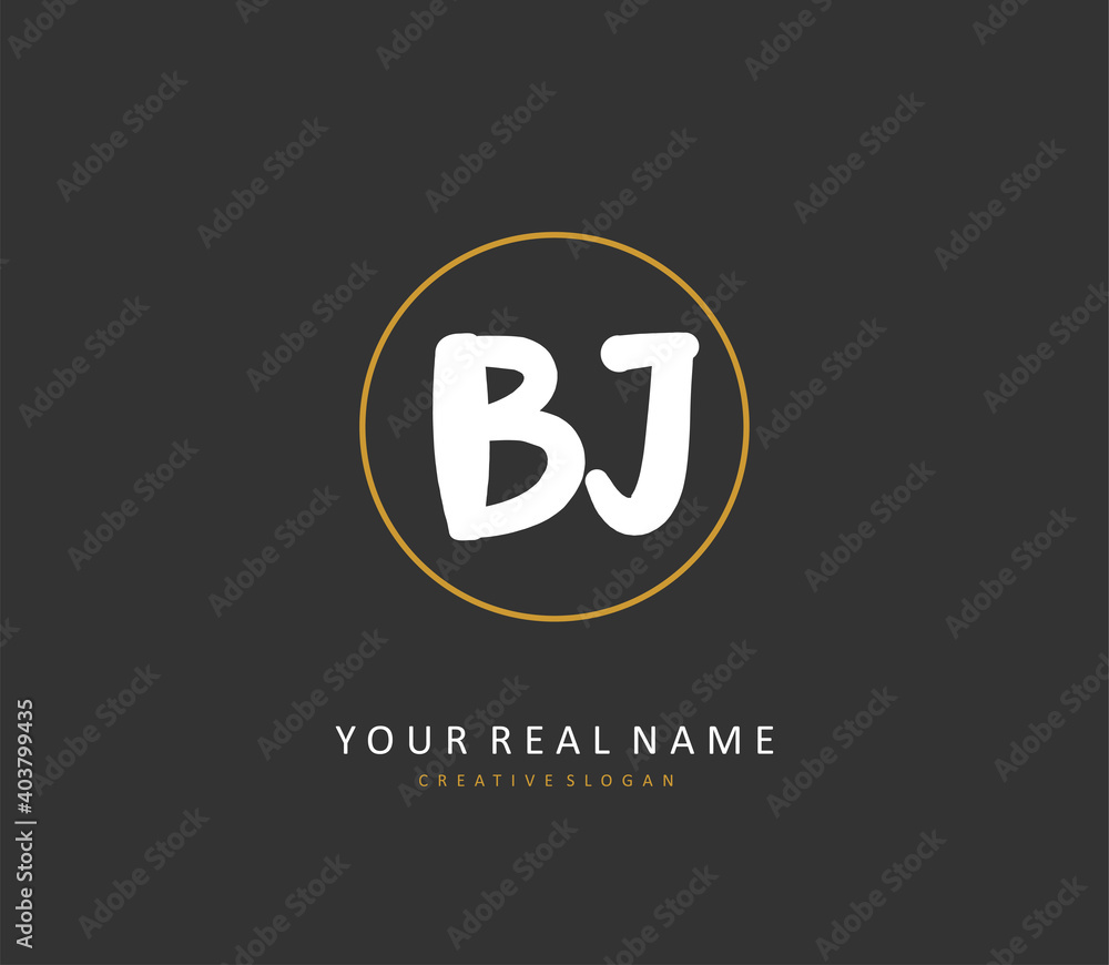 BJ Initial letter handwriting and signature logo. A concept handwriting initial logo with template element.