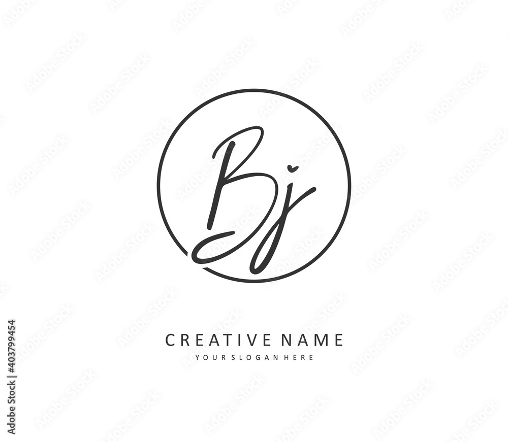Naklejka BJ Initial letter handwriting and signature logo. A concept handwriting initial logo with template element.