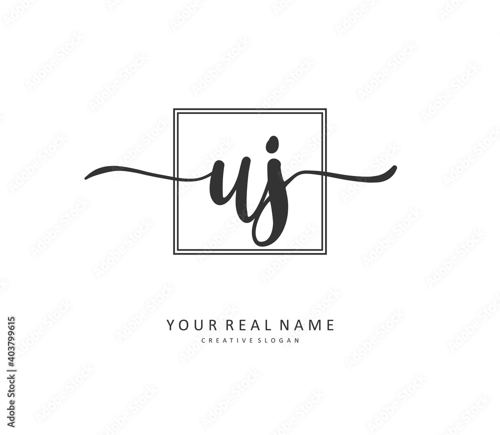 UJ Initial letter handwriting and signature logo. A concept handwriting initial logo with template element. UJ Initial letter handwriting and signature logo. A concept handwriting initial logo with template element.