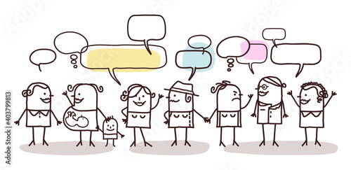 Cartoon Women people and social network