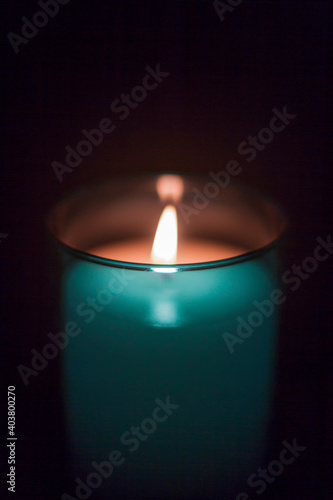 blue glass candle
