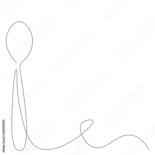Spoon silhouette one line drawing, vector illustration