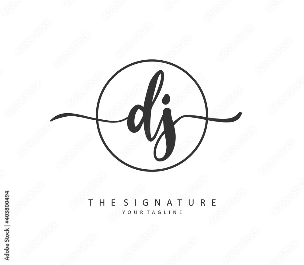 DJ Initial letter handwriting and signature logo. A concept handwriting initial logo with template element. DJ Initial letter handwriting and signature logo. A concept handwriting initial logo with template element.