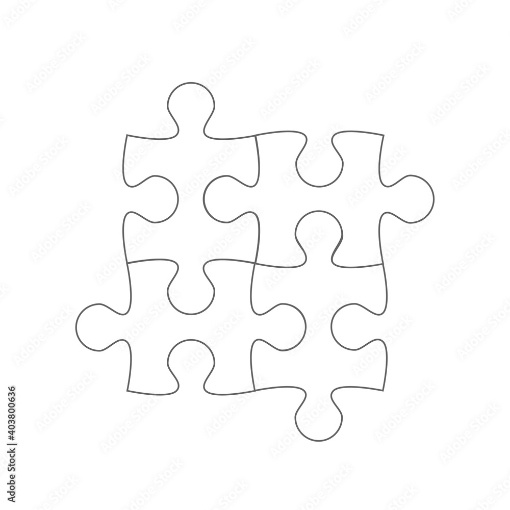 Puzzle pieces set. Collection of Jigsaw for marketing, icon and logo template. Modern flat puzzle, grid background. Puzzle pieces, vector illustration concept Puzzle pieces set. Collection of Jigsaw for marketing, icon and logo template. Modern flat puzzle, grid background. Puzzle pieces, vector illustration concept