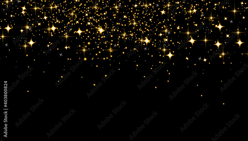 Gold stars on a black background