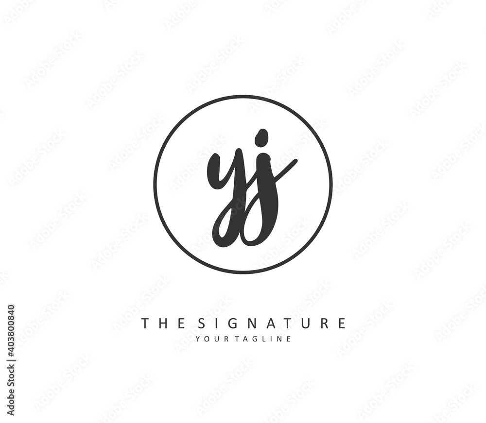 YJ Initial letter handwriting and signature logo. A concept handwriting initial logo with template element. YJ Initial letter handwriting and signature logo. A concept handwriting initial logo with template element.