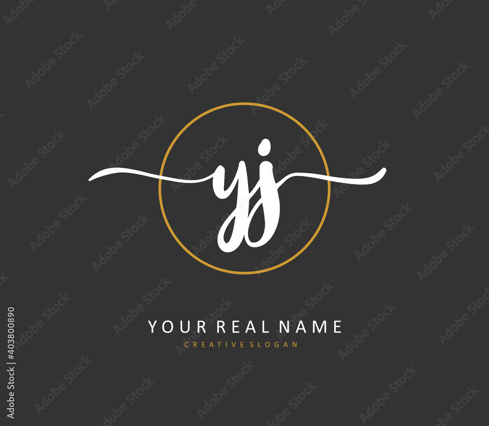 YJ Initial letter handwriting and signature logo. A concept handwriting initial logo with template element. YJ Initial letter handwriting and signature logo. A concept handwriting initial logo with template element.