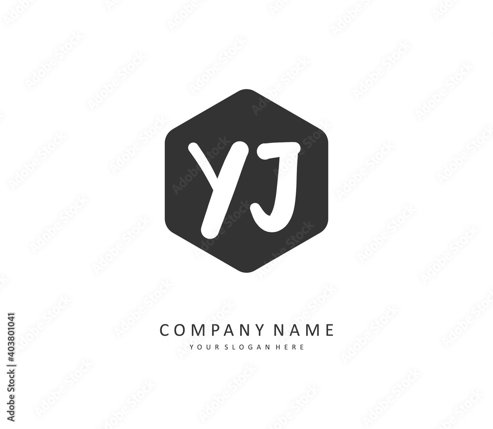 YJ Initial letter handwriting and signature logo. A concept handwriting initial logo with template element.