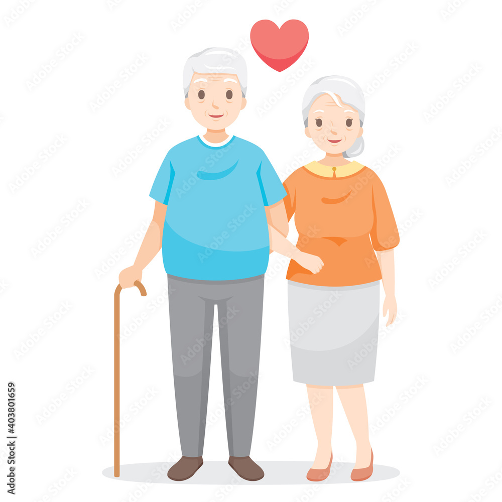 Two Elderly Walking Arm In Arm, Lover, Valentine’s Day Two Elderly Walking Arm In Arm, Lover, Valentine’s Day