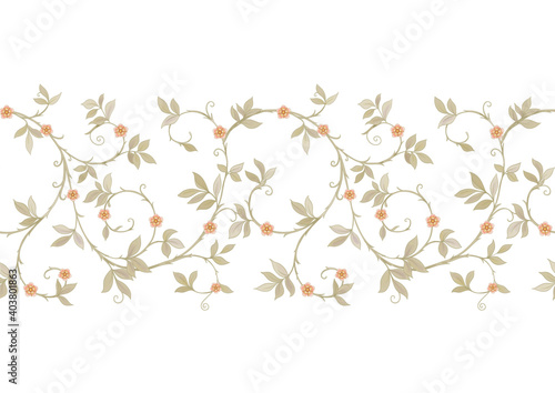 Floral Seamless pattern, background In art nouveau style, vintage, old, retro style. Colored vector illustration Isolated on white background..