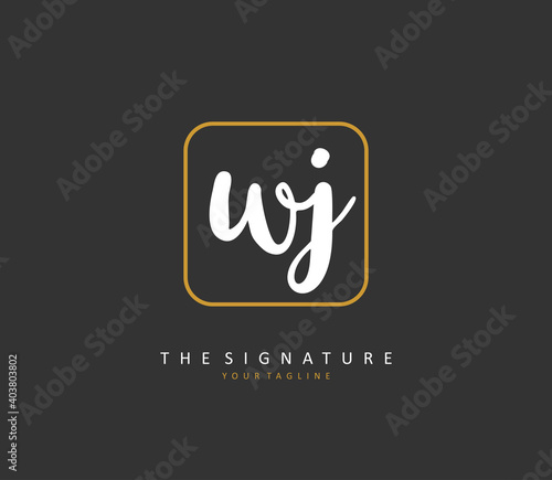WJ Initial letter handwriting and signature logo. A concept handwriting initial logo with template element.