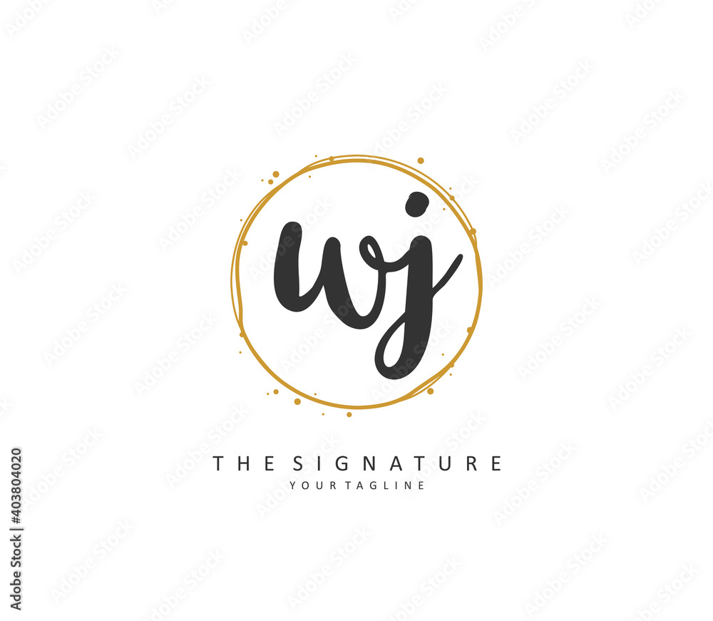 WJ Initial letter handwriting and signature logo. A concept handwriting initial logo with template element. WJ Initial letter handwriting and signature logo. A concept handwriting initial logo with template element.
