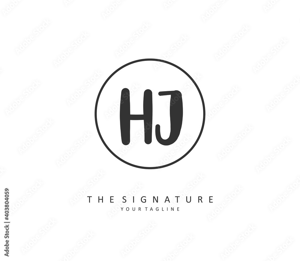 HJ Initial letter handwriting and signature logo. A concept handwriting initial logo with template element. HJ Initial letter handwriting and signature logo. A concept handwriting initial logo with template element.