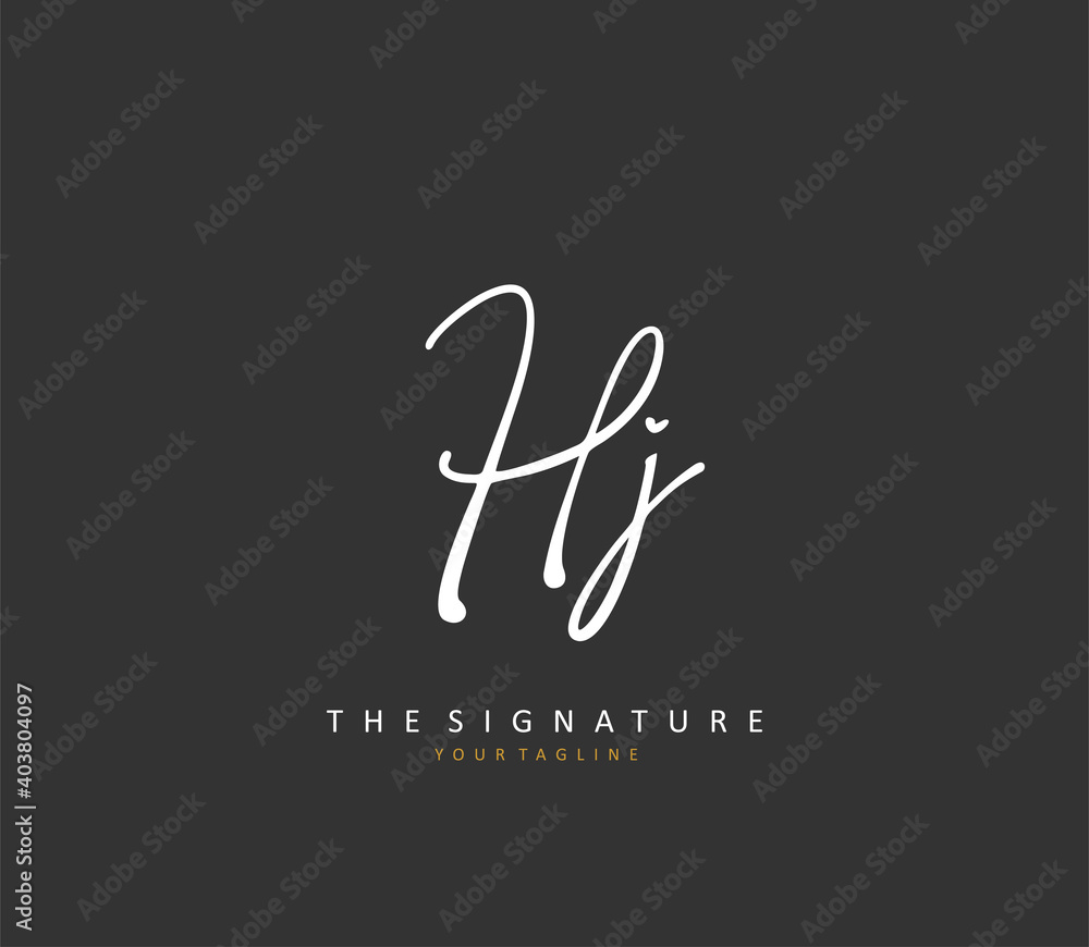 HJ Initial letter handwriting and signature logo. A concept handwriting initial logo with template element. HJ Initial letter handwriting and signature logo. A concept handwriting initial logo with template element.