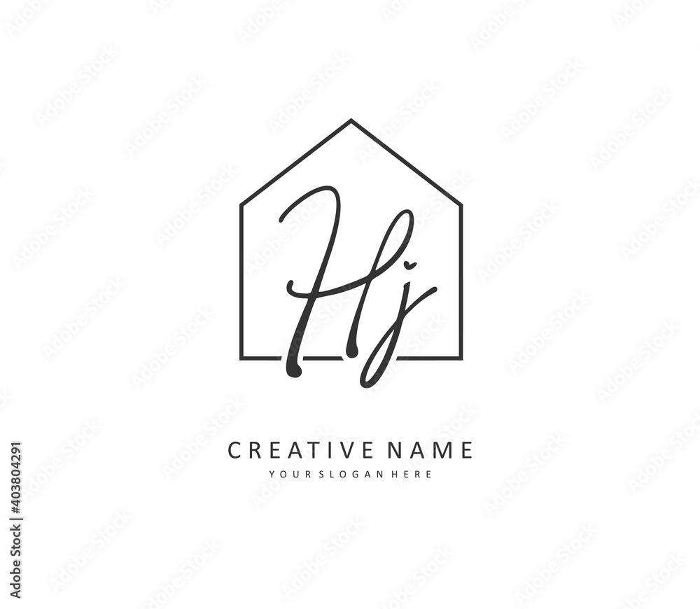 HJ Initial letter handwriting and signature logo. A concept handwriting initial logo with template element. HJ Initial letter handwriting and signature logo. A concept handwriting initial logo with template element.