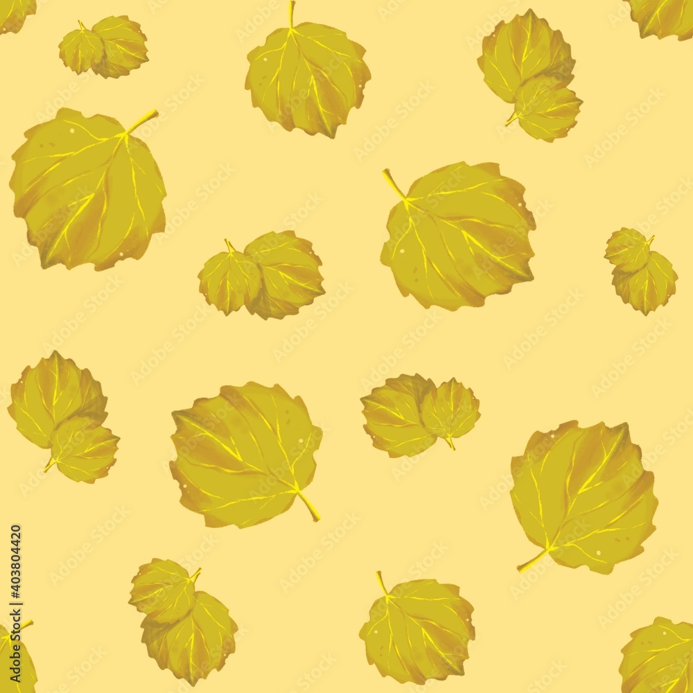 Obraz premium autumn leaves background. Seamless design for packaging, wallpaper, fabric, textile. Digital illustration, art