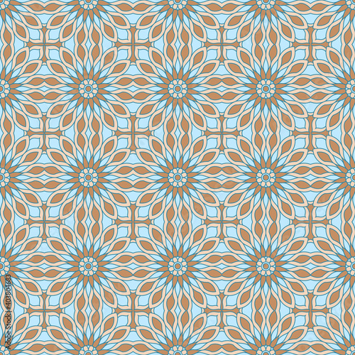 Ethnic tight vector pattern. Color flower circle mandalas
