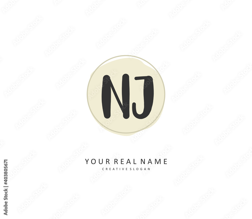NJ Initial letter handwriting and signature logo. A concept handwriting initial logo with template element. NJ Initial letter handwriting and signature logo. A concept handwriting initial logo with template element.